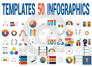 50 Vector Templates for Infographics for three positions.