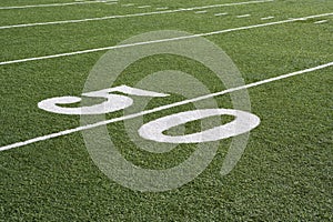 50 Yard Line On American Football Field