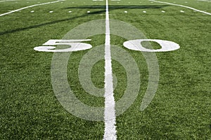 50 Yard Line On Green Field