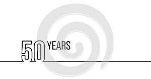 50 years anniversary or birthday. Linear outline graphics. Can be used for printing materials, brouchures, covers, reports. Vector