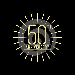 50 Years Anniversary Celebration with Firework Logo Design Template On Black Background