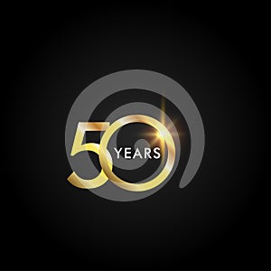 50 Years Anniversary Celebration Gold Vector Template Design Illustration