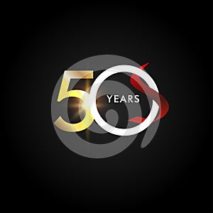 50 Years Anniversary Celebration Gold Vector Template Design Illustration