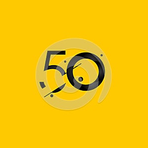 50 Years Anniversary Celebration Gradient Yellow Number Vector Template Design Illustration