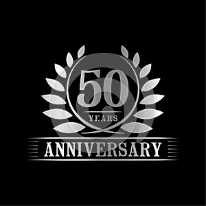 50 years anniversary celebration logo. 50th anniversary luxury design template. Vector and illustration.