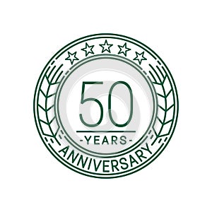 50 years anniversary celebration logo template. 50th line art vector and illustration.