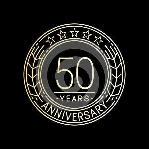50 years anniversary celebration logo template. 50th line art vector and illustration.