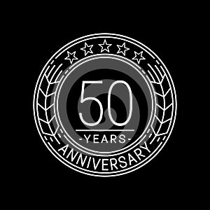 50 years anniversary celebration logo template. 50th line art vector and illustration.