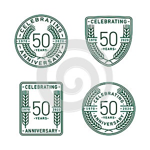 50 years anniversary celebration logotype. 50th anniversary logo collection. Set of anniversary design template.