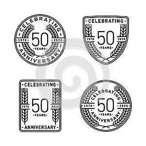 50 years anniversary celebration logotype. 50th anniversary logo collection. Set of anniversary design template.