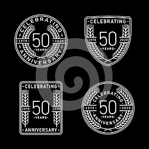 50 years anniversary celebration logotype. 50th anniversary logo collection. Set of anniversary design template.