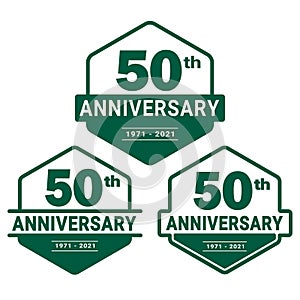 50 years anniversary celebration logotype. 50th anniversary logo collection. Set of anniversary design template.