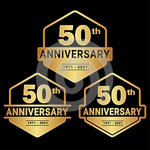 50 years anniversary celebration logotype. 50th anniversary logo collection. Set of anniversary design template.