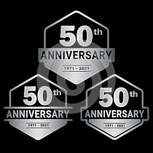 50 years anniversary celebration logotype. 50th anniversary logo collection. Set of anniversary design template.