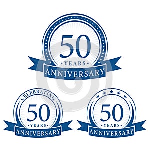 50 years anniversary celebration logotype. 50th anniversary logo collection. Set of anniversary design template.
