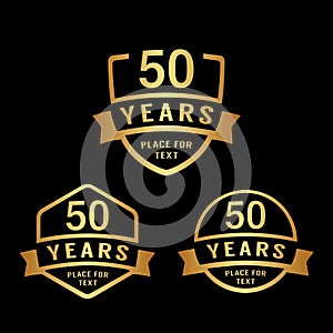 50 years anniversary celebration logotype. 50th anniversary logo collection. Vector illustration.