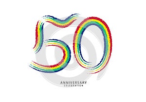 50 years anniversary celebration logotype colorful line vector, 50th birthday logo, 50 number design, anniversary template,