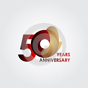 50 Years Anniversary Celebration Red Gold Vector Template Design Illustration