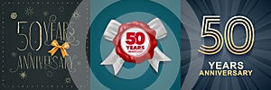 50 years anniversary celebration set of vector icons, logo