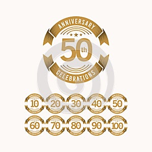 50 Years Anniversary Celebration set Vector Template Design Illustration