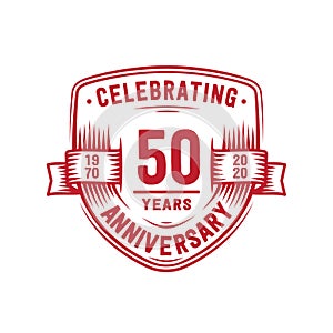 50 years anniversary celebration shield design template. 50th anniversary logo. Vector and illustration.