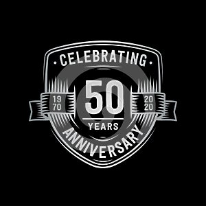 50 years anniversary celebration shield design template. 50th anniversary logo. Vector and illustration.