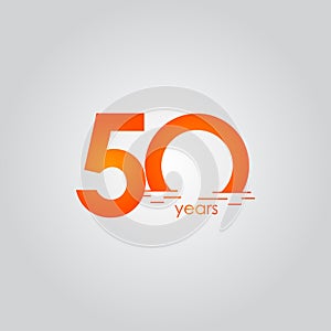 50 Years Anniversary Celebration Sunset Orange Vector Template Design Illustration