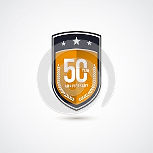 50 Years Anniversary Celebration Vector Label Logo Template Design Illustration