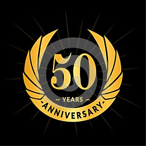 50 years anniversary design template. Elegant anniversary logo design. Fifty years logo.