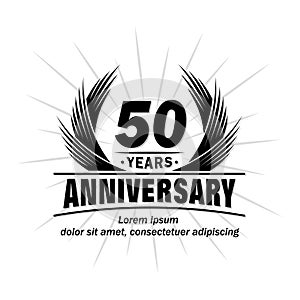 50 years anniversary. Elegant anniversary design. 50th years logo.