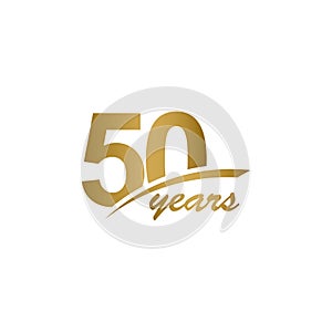 50 Years Anniversary elegant Gold Line Celebration Vector Template Design Illustration