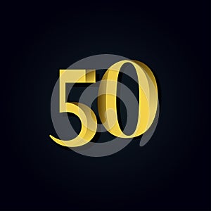 50 Years Anniversary Gold Number Vector Template Design Illustration