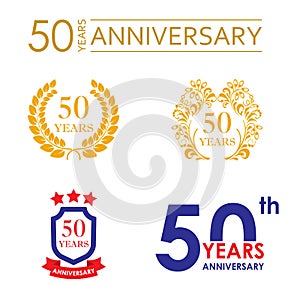 50 years anniversary icon set. Vector illustration