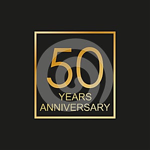 50 years anniversary logo. 50th anniversary celebration label. Design element or banner for birthday, invitation, wedding jubilee.
