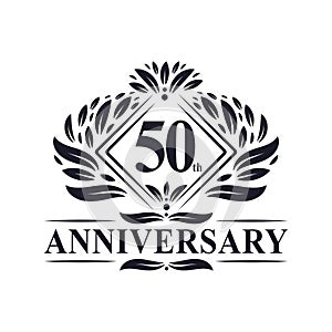 50 years Anniversary Logo, Luxury floral 50th anniversary logo