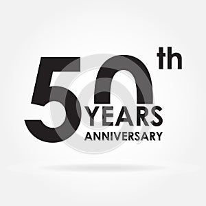 50 years anniversary sign or emblem. Template for celebration and congratulation design. Black vector illustration of 50th annive