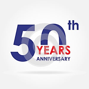 50 years anniversary sign or emblem. Template for celebration and congratulation design. Colorful vector 50th anniversary label.