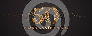 50 years anniversary vector icon, logo. Graphic design element with golden glitter number