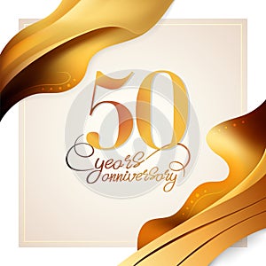 50 years anniversary vector icon, logo. Isolated elegant design