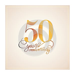 50 years anniversary vector icon, logo. Isolated graphic design with elegant lettering number