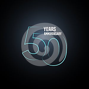 50 years anniversary vector logo, icon. Graphic design element with neon number