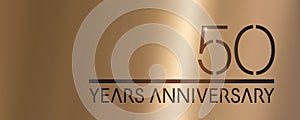 50 years anniversary vector logo, icon. Graphic symbol with metallic number for 50th anniversary