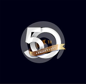 50 years anniversary vector number icon, birthday logo label, black and white