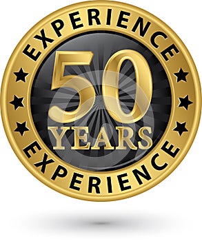 50 years experience gold label, vector illustration