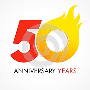 50 years old celebrating fiery logo.