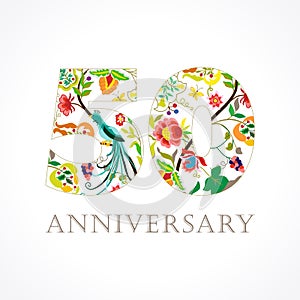 50 years old luxurious celebrating folk logo.