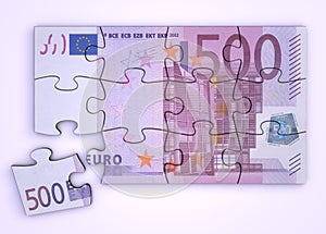 500 Euro Note Puzzle - Top View photo