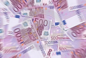 500 Euro Notes Texture Radial Blur