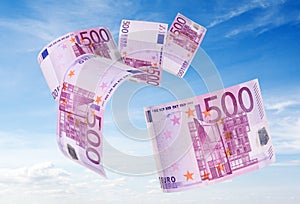 500 euros bill flying away