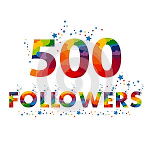 500 followers colored numbers. 500 follow number.